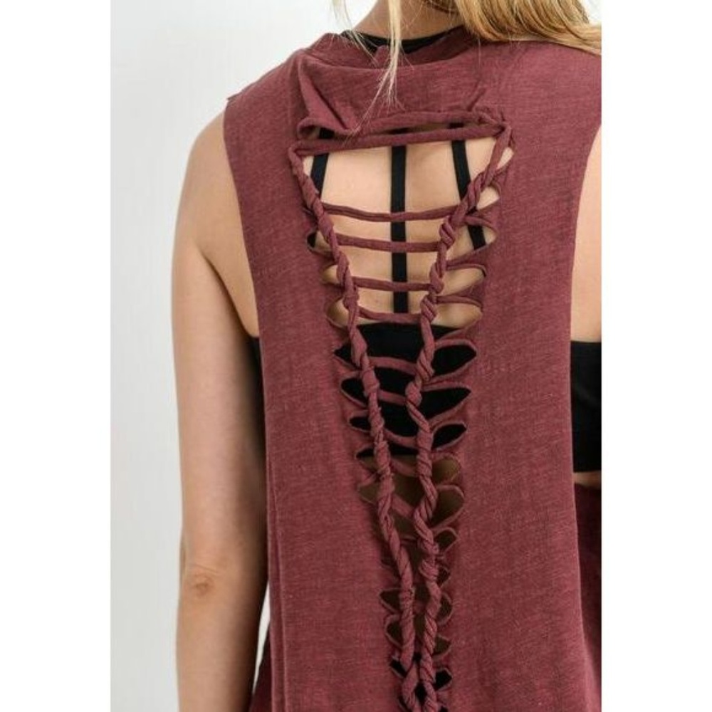 New Cutout Strap Ladder Back Muscle Tee - Picture 2 of 6